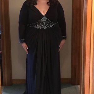 navy blue plus size mac duggle prom dress